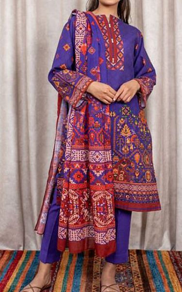 Zellbury Majorelle Blue Khaddar Suit (2 Pcs) | Pakistani Winter Dresses- Image 1