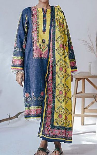 Zellbury Denim Blue Cambric Suit | Pakistani Dresses in USA- Image 1