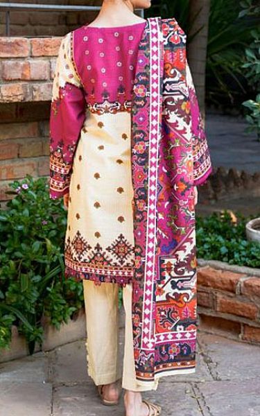 Zellbury Hot Pink/Ivory Khaddar Suit | Pakistani Winter Dresses- Image 2