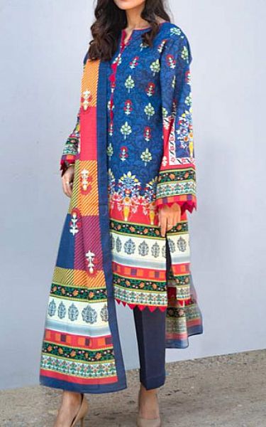 Zellbury Azure Blue Khaddar Suit | Pakistani Winter Dresses- Image 1