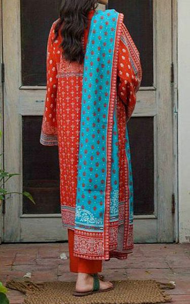 Zellbury Cinnabar Red Khaddar Suit | Pakistani Winter Dresses- Image 2