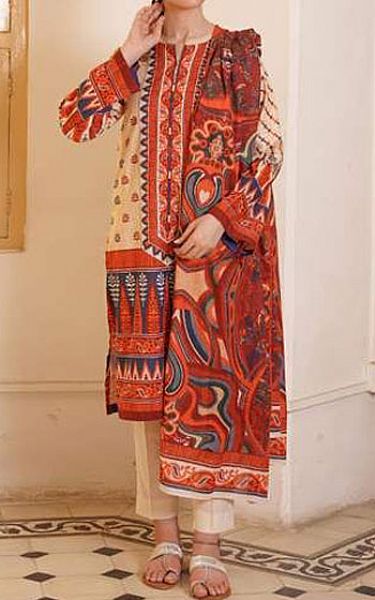 Zellbury Rust/Tan Khaddar Suit | Pakistani Winter Dresses- Image 1