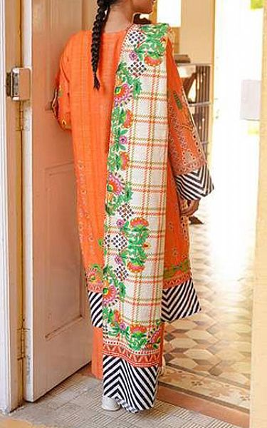 Zellbury Safety Orange Khaddar Suit | Pakistani Winter Dresses- Image 2