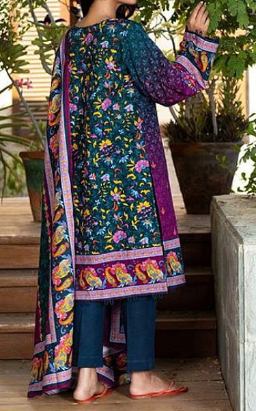 Zellbury Teal/Violet Khaddar Suit | Pakistani Winter Dresses- Image 2
