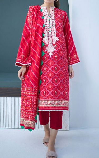 Zellbury Rich Carmine Khaddar Suit (2 Pcs) | Pakistani Winter Dresses- Image 1