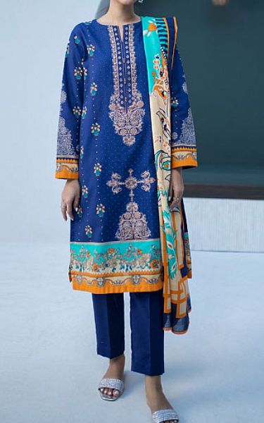 Zellbury Navy Khaddar Suit (2 Pcs) | Pakistani Winter Dresses- Image 1