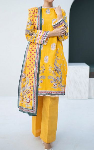 Zellbury Golden Yellow Khaddar Suit (2 Pcs) | Pakistani Winter Dresses- Image 1