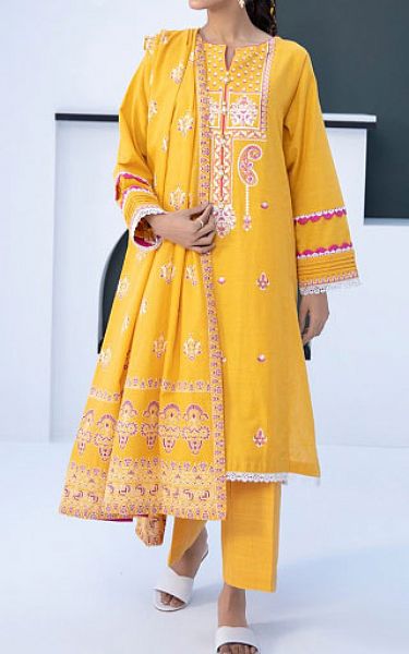Zellbury Golden Yellow Khaddar Suit (2 Pcs) | Pakistani Winter Dresses- Image 1