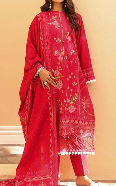 Zellbury Torch Red Khaddar Suit | Pakistani Winter Dresses- Image 1