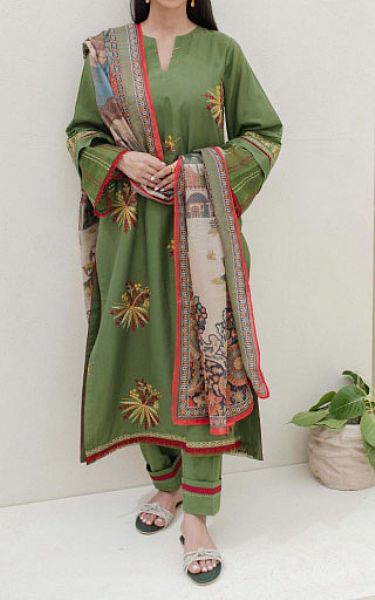 Zellbury Green Cambric Suit | Pakistani Winter Dresses- Image 1