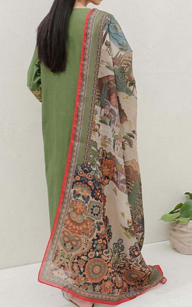 Zellbury Green Cambric Suit | Pakistani Winter Dresses- Image 2