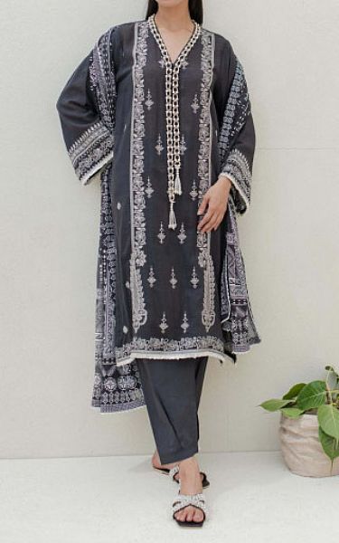Zellbury Dark Grey Lawn Suit | Pakistani Winter Dresses- Image 1