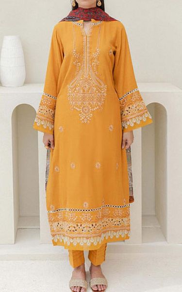Zellbury Mustard Lawn Suit | Pakistani Winter Dresses- Image 1