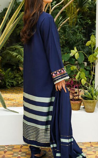 Zellbury Dark Blue Yarn Dyed Yarn Suit | Pakistani Winter Dresses- Image 2