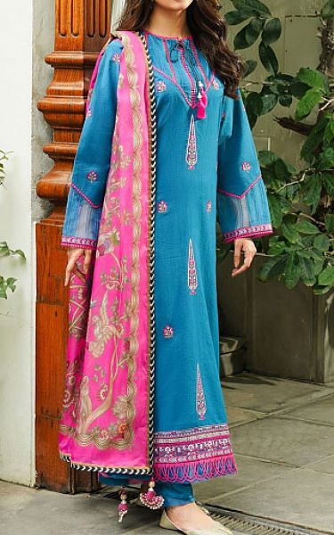 Zellbury Turquoise Khaddar Suit | Pakistani Winter Dresses- Image 1