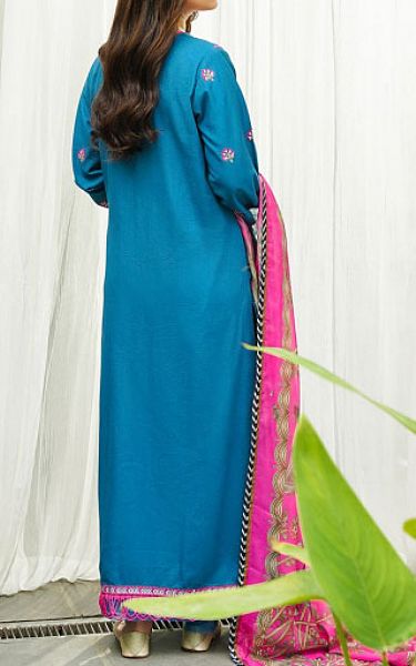 Zellbury Turquoise Khaddar Suit | Pakistani Winter Dresses- Image 2
