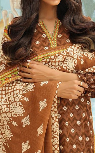 Zellbury Brown Khaddar Suit | Pakistani Winter Dresses- Image 1