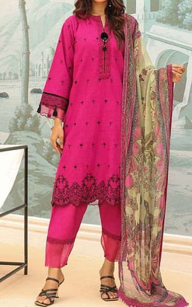 Zellbury Hot Pink Khaddar Suit | Pakistani Winter Dresses- Image 1