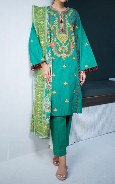Zellbury Sea Green Khaddar Suit | Pakistani Winter Dresses- Image 1