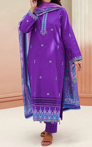 Zellbury Purple Khaddar Suit | Pakistani Winter Dresses- Image 1