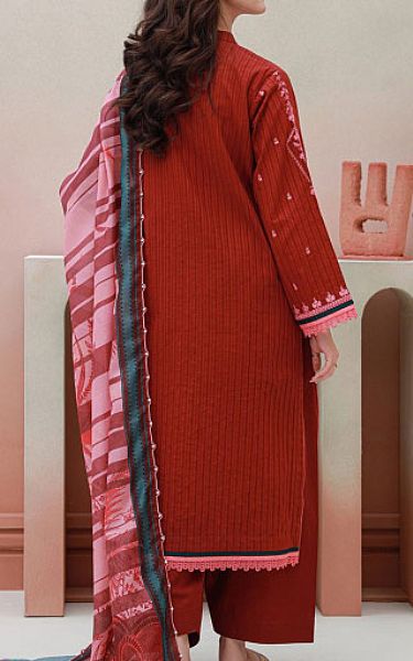Zellbury Auburn Red Cambric Suit | Pakistani Winter Dresses- Image 2