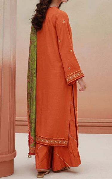 Zellbury Orange Viscose Suit | Pakistani Winter Dresses- Image 2