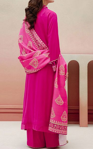 Zellbury Shocking Pink Viscose Suit | Pakistani Winter Dresses- Image 2