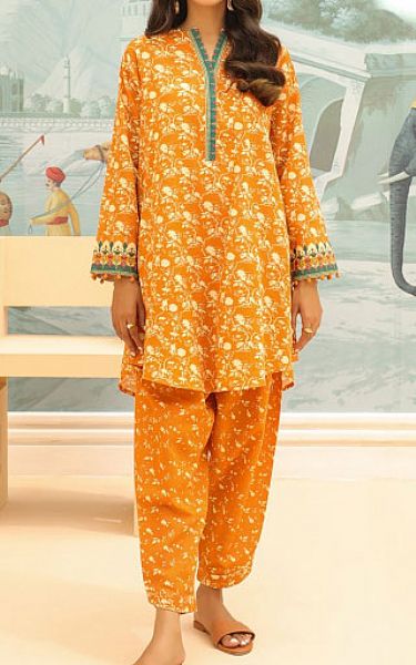 Zellbury Orange Khaddar Suit (2 Pcs) | Pakistani Winter Dresses- Image 1