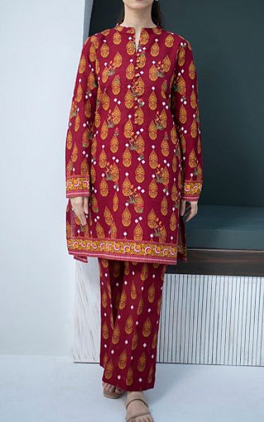 Zellbury Wine Red Khaddar Suit (2 Pcs) | Pakistani Winter Dresses- Image 1