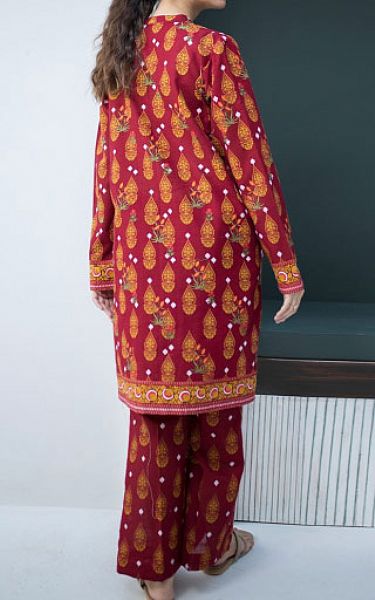 Zellbury Wine Red Khaddar Suit (2 Pcs) | Pakistani Winter Dresses- Image 2