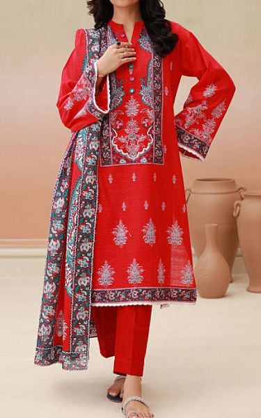 Zellbury Torch Red Khaddar Suit | Pakistani Winter Dresses- Image 1