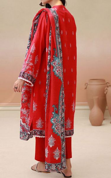 Zellbury Torch Red Khaddar Suit | Pakistani Winter Dresses- Image 2