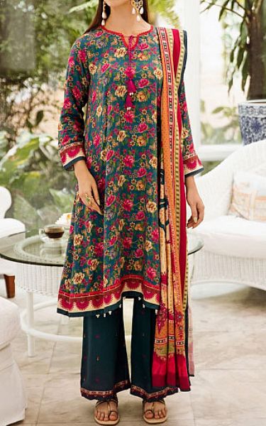 Zellbury Teal Viscose Suit | Pakistani Winter Dresses- Image 1