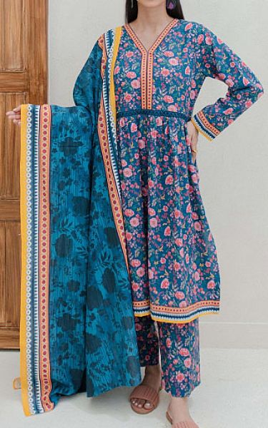 Zellbury Blue Cotail Suit | Pakistani Winter Dresses- Image 1