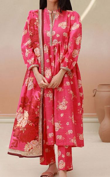 Zellbury Rose Pink Khaddar Suit | Pakistani Winter Dresses- Image 1