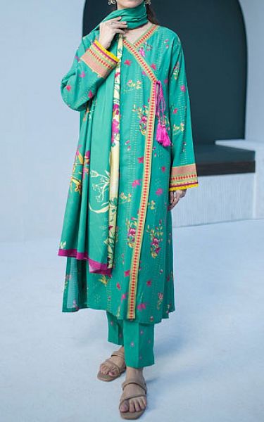 Zellbury Sea Green Viscose Suit | Pakistani Winter Dresses- Image 1