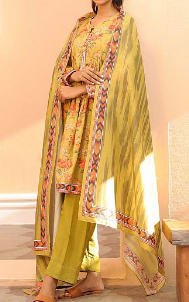 Zellbury Olive Karandi Suit | Pakistani Winter Dresses- Image 1