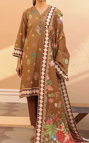 Zellbury Clay Brown Khaddar Suit | Pakistani Winter Dresses- Image 1