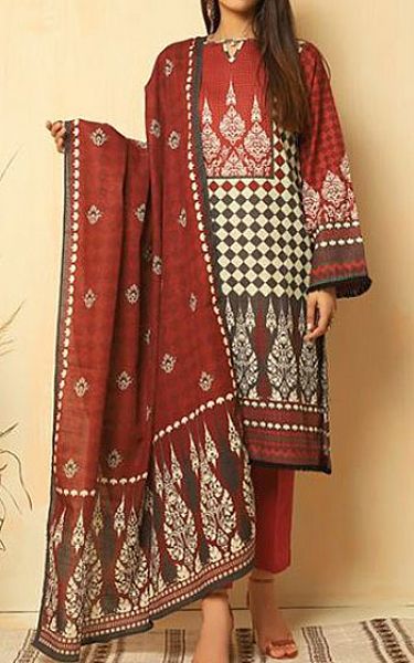 Zellbury Maroon Khaddar Kurti | Pakistani Dresses in USA- Image 1