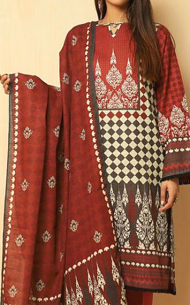 Zellbury Maroon Khaddar Kurti | Pakistani Dresses in USA- Image 2