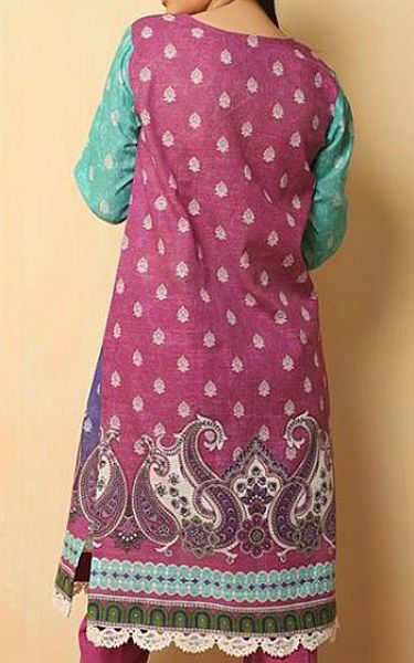 Zellbury Pink/Turquoise Khaddar Suit (2 Pcs) | Pakistani Dresses in USA- Image 2