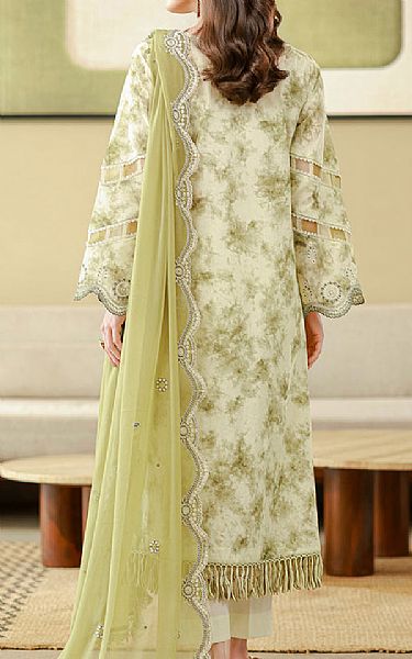 Zellbury Off White/Pale Olive Cotton Suit | Pakistani Lawn Dress in USA- Image 2