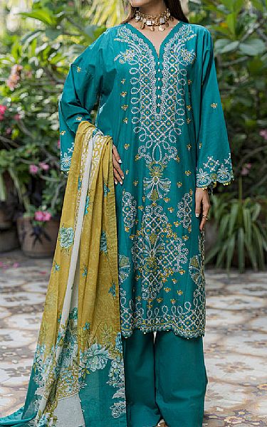 Zellbury Teal Cotton Suit | Pakistani Lawn Dress in USA- Image 1