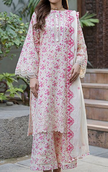Zellbury Off White/Pink Cotton Suit | Pakistani Lawn Dress in USA- Image 1
