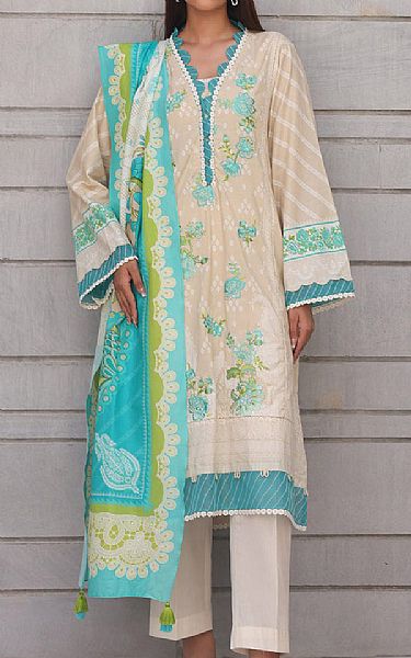 Zellbury Beige Cambric Suit (2 pcs) | Pakistani Lawn Dress in USA- Image 1