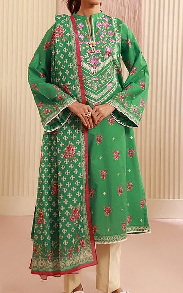 Zellbury Green Cambric Suit (2 pcs) | Pakistani Lawn Dress in USA- Image 1