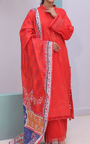 Zellbury Light Red Cambric Suit | Pakistani Lawn Dress in USA- Image 1