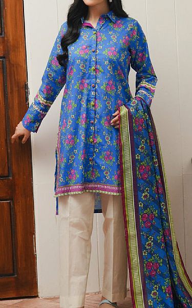 Zellbury Cornflower Blue Cambric Suit (2 pcs) | Pakistani Lawn Dress in USA- Image 1