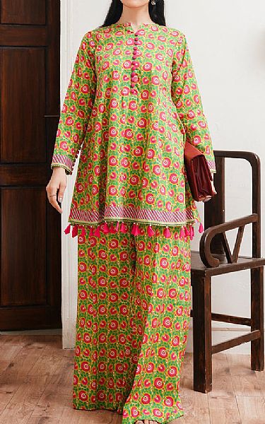 Zellbury Green/Pink Cambric Suit (2 pcs) | Pakistani Lawn Dress in USA- Image 1
