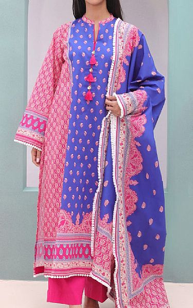 Zellbury Moody Blue/Pink Cambric Suit | Pakistani Lawn Dress in USA- Image 1